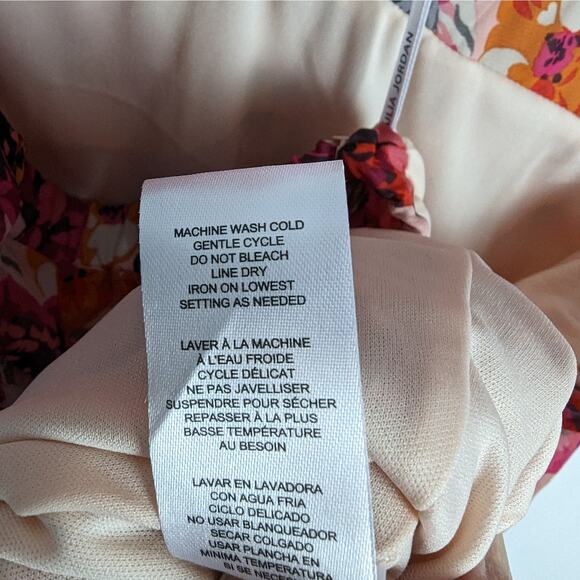 Julia Jordan Pink Floral V-Neck 3/4‎ Sleeve Cut-Out Midi Dress Size 12 NWT - Picture 14 of 14